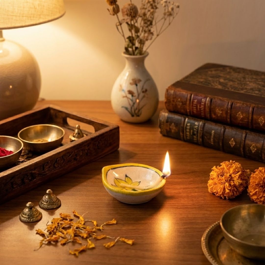 Blue Pottery Diya